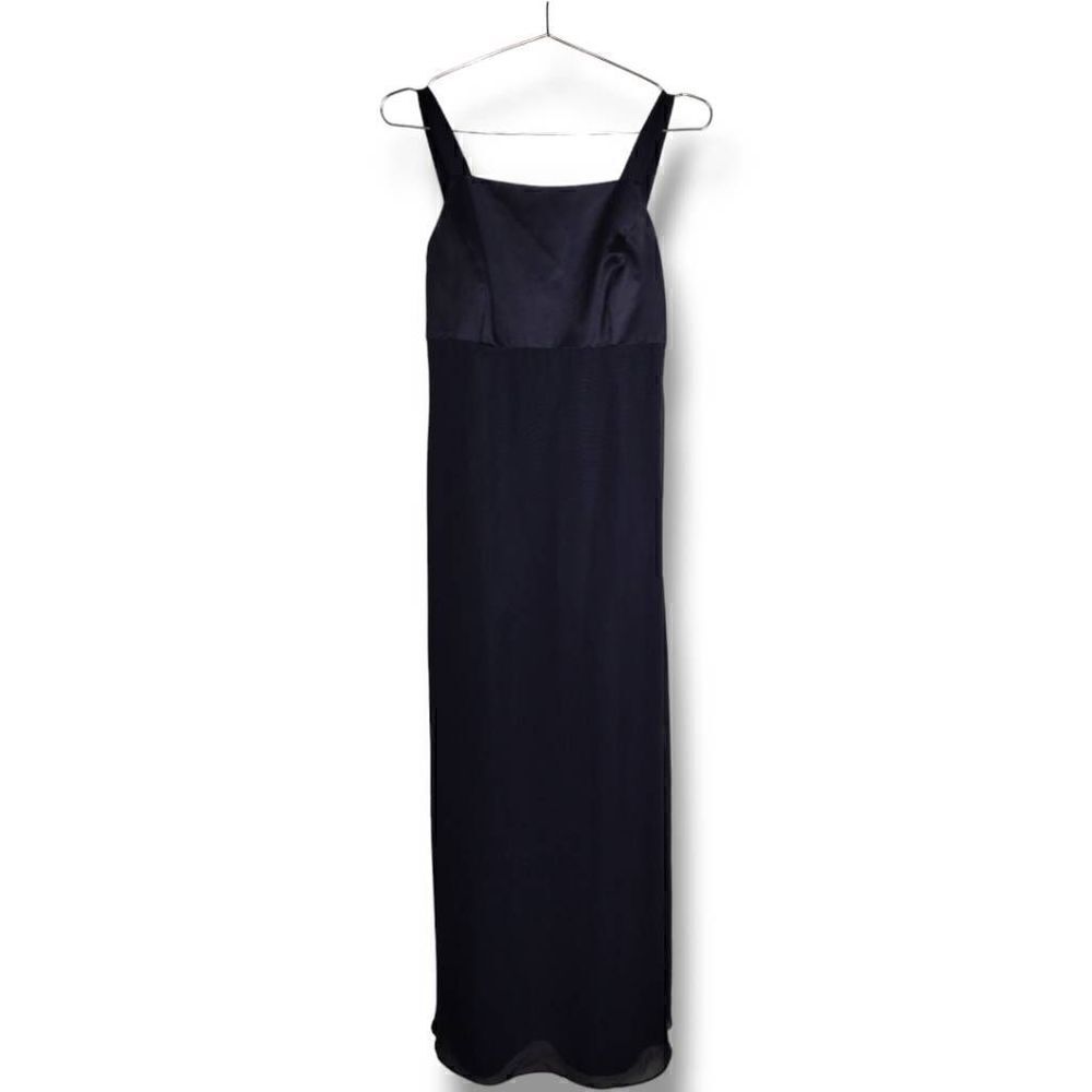 Papell Boutique Evening Gown Sz 6 Black Maxi Long Crepe Back Formal Wedding Prom